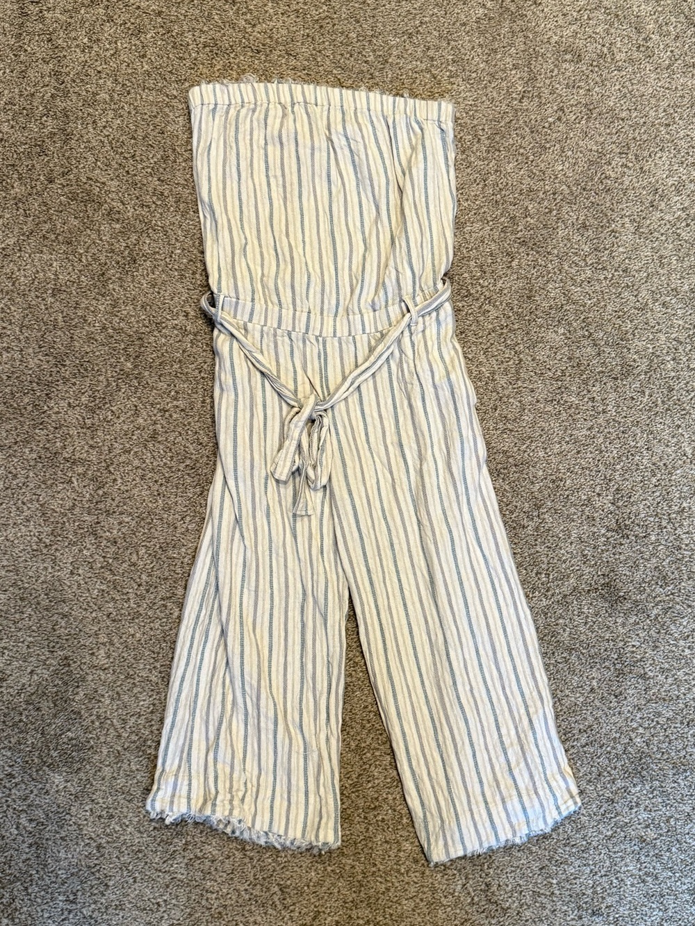 cloth & stone Cream Jumpsuit with Blue Stripe